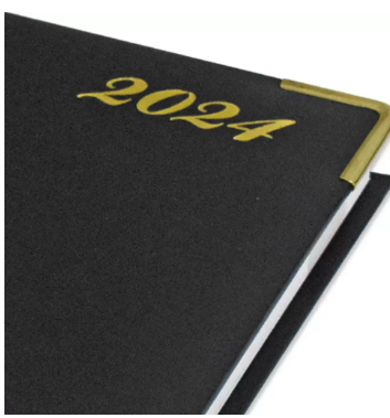 FIS Agenda Diary 2024 (English) 1-Side Padded, Gold Corners, Black - FSDI75EVG24BK