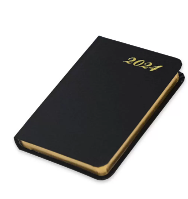FIS Golden Bonded Leather Pocket Diary 2024 (English) Black - FSDI10EGB24BK