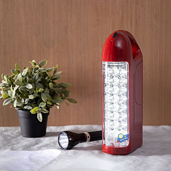 Geepas 2 In 1 Combo Pack Rechargeable LED Lantern & Torch | Emergency Lantern With Light Dimmer Function | 24 Pcs Super Bright LEDs| Ideal For Outings, Trekking, Campaigning And More | 1 Year Warranty