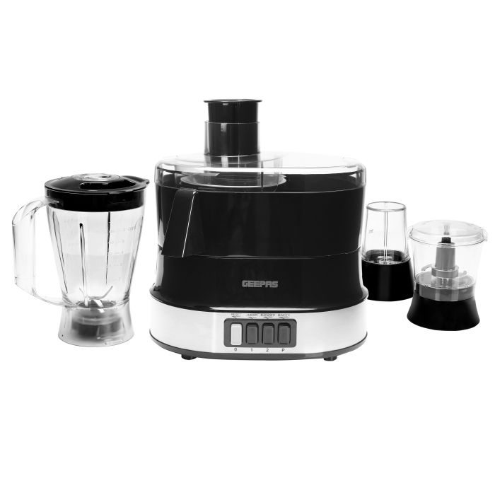Geepas GSB9990 4-In-1 Food Processor - Electric Blender Juicer, 2-Speed With Pulse Function & Safety Interlock |Juicer, Blender & Coffee Mill Included