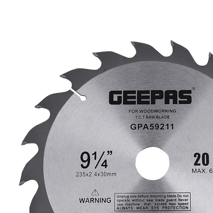 Geepas Professional Circular Saw Blade - 235mm X 30mm Bore, | 20 ATB Calibered Teeth | Ideal For Carpenter, Professional, Plumber, DIYers & More