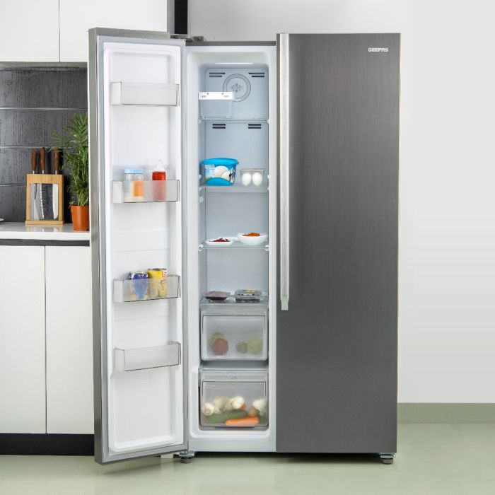 Powerful Large 650L No-Frost Side-By-Side Refrigerator GRFS6521SXHN Geepas