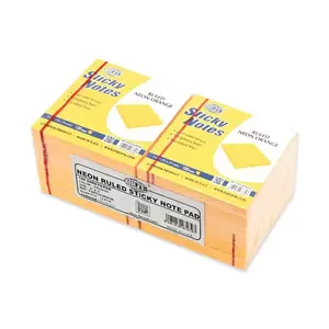 FIS Sticky Note Pad, 3X3 inches, Pack of 12, Ruled Neon Orange -FSPO3X3RNOR