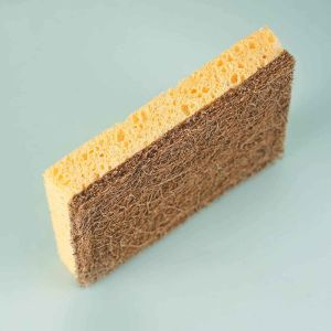Royalford Cellulose Sponge Stitched - Coconut Fiber - Brown, Yellow - 0025 KG - 6294016423807