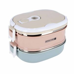 Royalford 1800Ml Double Layer Rectangular Lunch Box - Stainless Steel - Multi