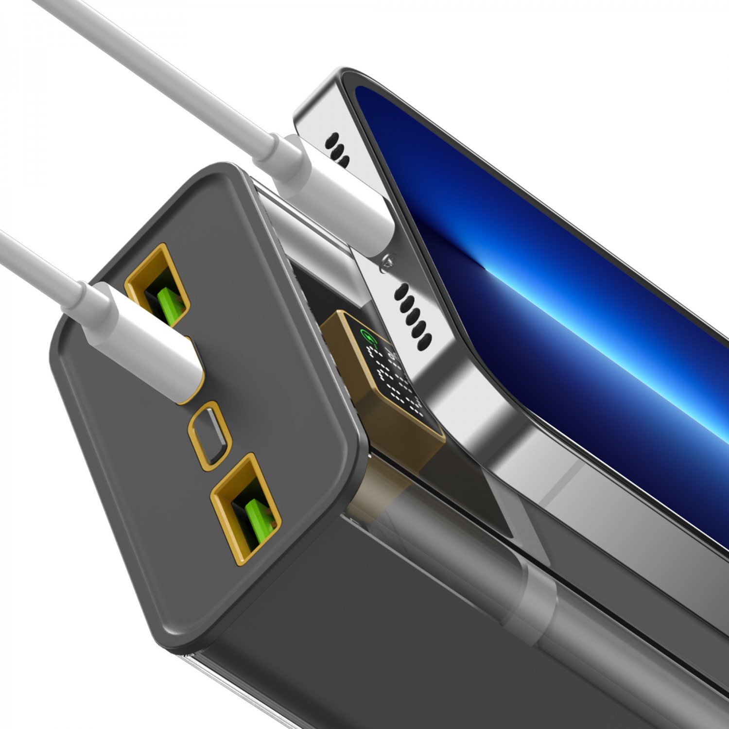 Green Super Fast Transparent Power Bank 10000mAh ( QC 22.5W + PD 20W ) - Black