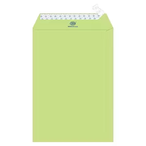 FIS Laid Paper Envelopes Peel & Seal, Pack of 50 Pcs. Green Color, 10 x 7 Inch, 100 GSM - FSEE1033PBGR50