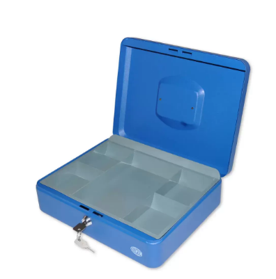 FIS Cash Box with Key, 12 Inch, Matt Finish Blue Color - FSCPTS0019BL