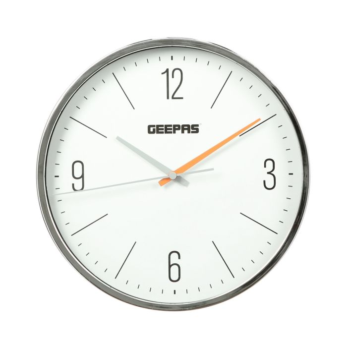 Geepas Wall Clock - Silent Non-Ticking, Arabic Numeral Clock, Round Decorative Wall Clock For Living Room, Bedroom, Kitchen (Battery Not Included) Rosegold Dial | 2 Years Warranty