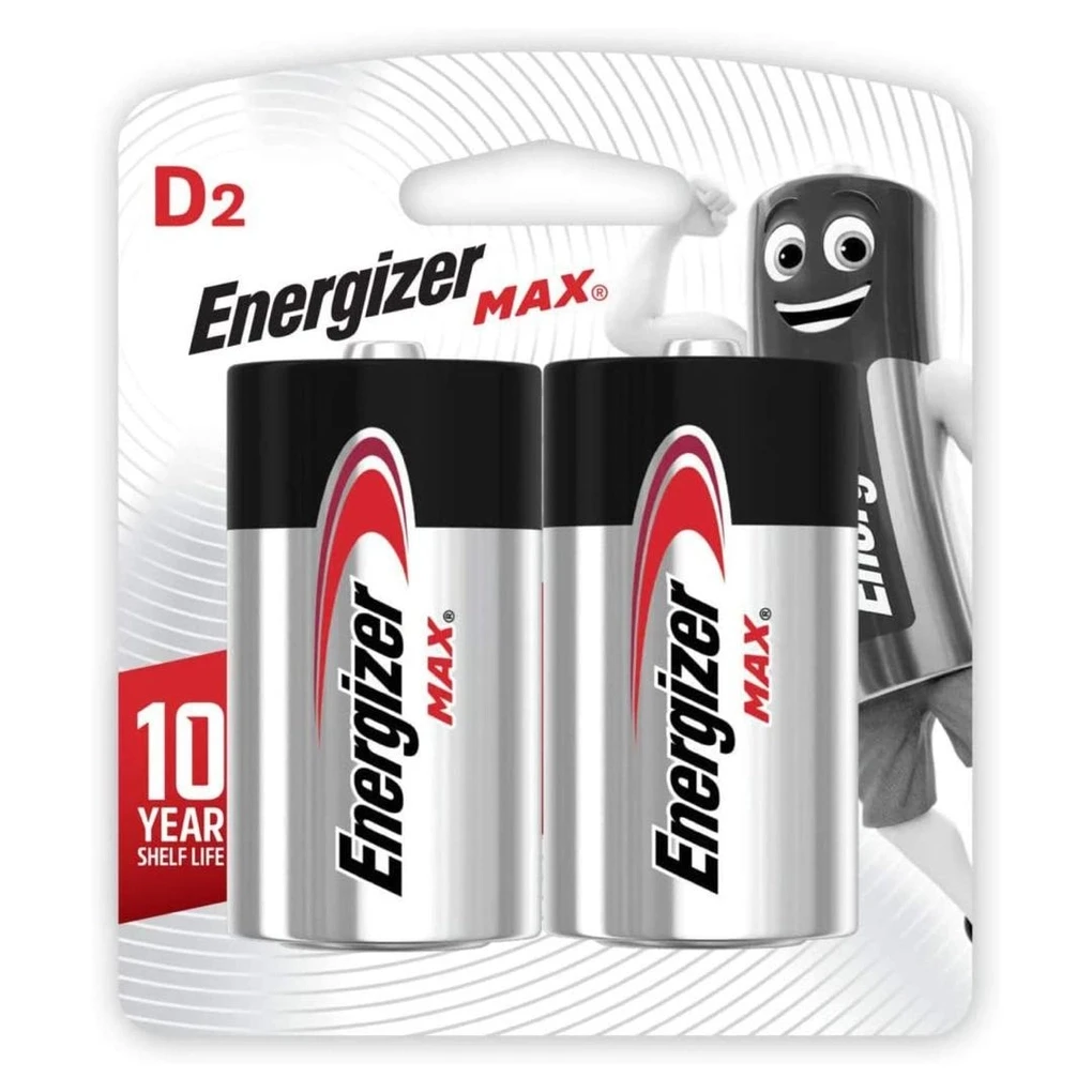Energizer MAX D2 Alkaline Battery (Pack of 2, 1.5V)