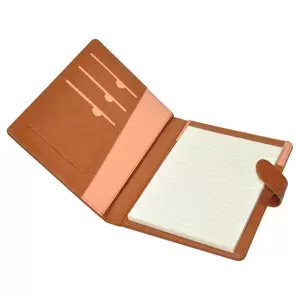 FIS Executive Folder Italian PU Cover With Writing Pad, Brown Color, Ivory Paper, Single Ruled, 80 Sheets with Gift Box, 18 x 23 cm Size - FSGT1823PUWBR