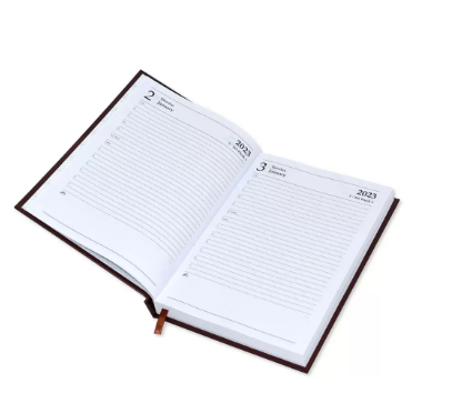 Fis 2023 A5 Diary,Vinyl, English Hard Cover Chocolate -FSDI21E23CH