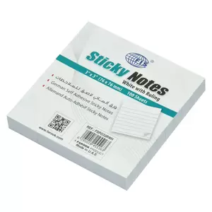 FIS Sticky Note, Colour White With Ruling, Size 3 x 3 Inch, 100 Sheets, Quantity per Pack 12 - FSPO33RWH