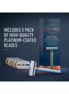 King C Double Edge Razor Blades With Platinum Coated Finish Pack of 10 Silver