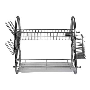 Royalford 2 Tier Dish Drainer Rack - Stainless Steel - Silver