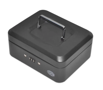 FIS Cash Box with Number, 8 inch(200 x 160 x 90 mm) Lock size, Matt Finish, Black Color - FSCPTS0037BK