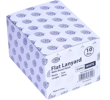10-Piece FIS Flat Lanyard White with Metal Hook 2X90cm - FSNA01-2CM/10