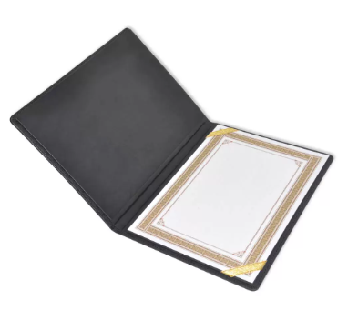 FIS A4 Certificate Folder Italian PU 1-Side Padded Cover, Black - FSCLCHPUBKD3