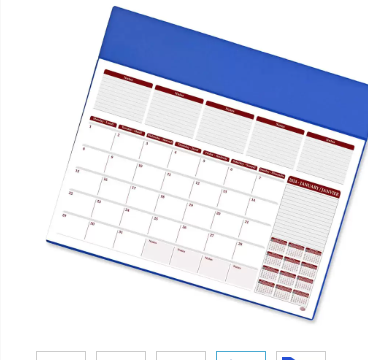 FIS Year Planner 2024 (English/French) PVC Desk Blotter, Blue - FSDK2EF24BL