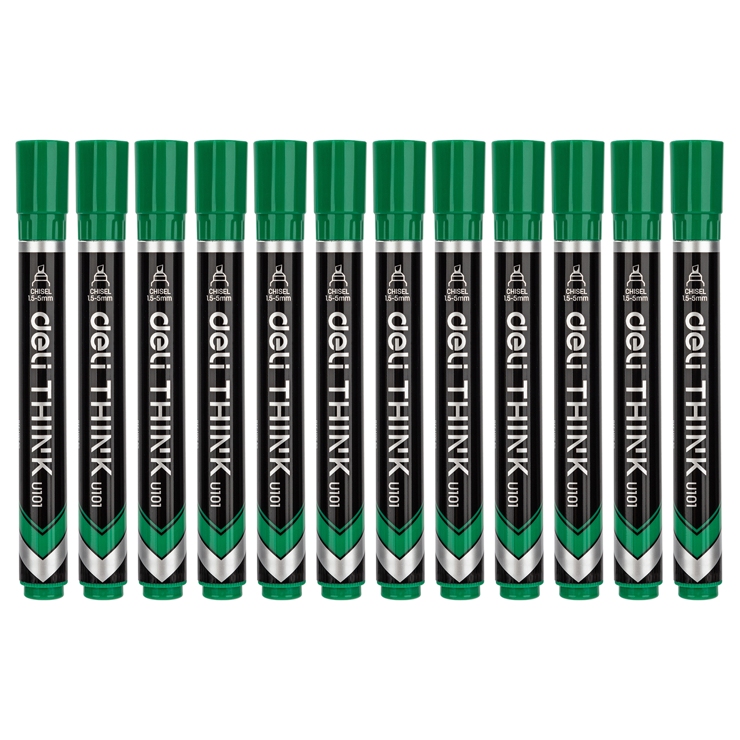 Deli Think Permanent Marker, EU10150, Chisel Tip, 1.5MM, Green, 12 Pcs/Pack