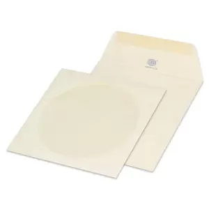 FIS Pack of 25 Executive Laid Paper Envelopes, 100 GSM, Size 125 X 125mm, Glued, Window, Color Cream
