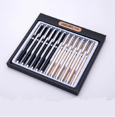 Deli S98 elegance metal business pen for students male and female office pen 12pcs gift box set