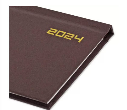 Fis 2024 Slim English Diary Vinyl Hard Cover Chocolate -FSDI51E24CH