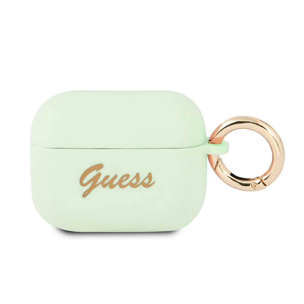 Guess Silicone Printed Script Case with Ring for Airpods Pro - Green