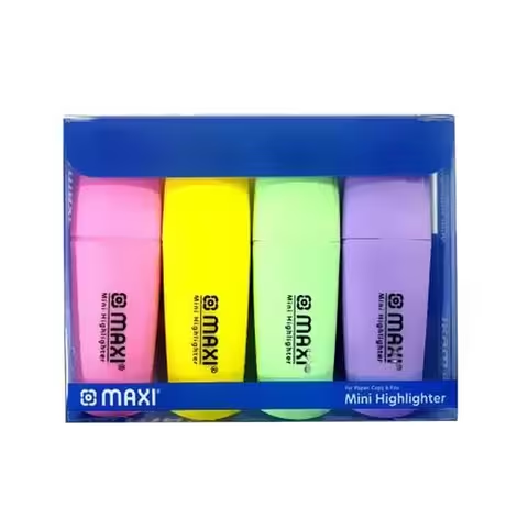 Maxi Mini Highlighter Pastel Multicolour Pack of 4