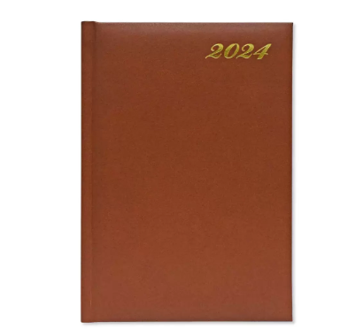 FIS 2024 International Diary A5 7-Languages Vinyl 1-Side Padded Brown - FSDI136-7V24BR