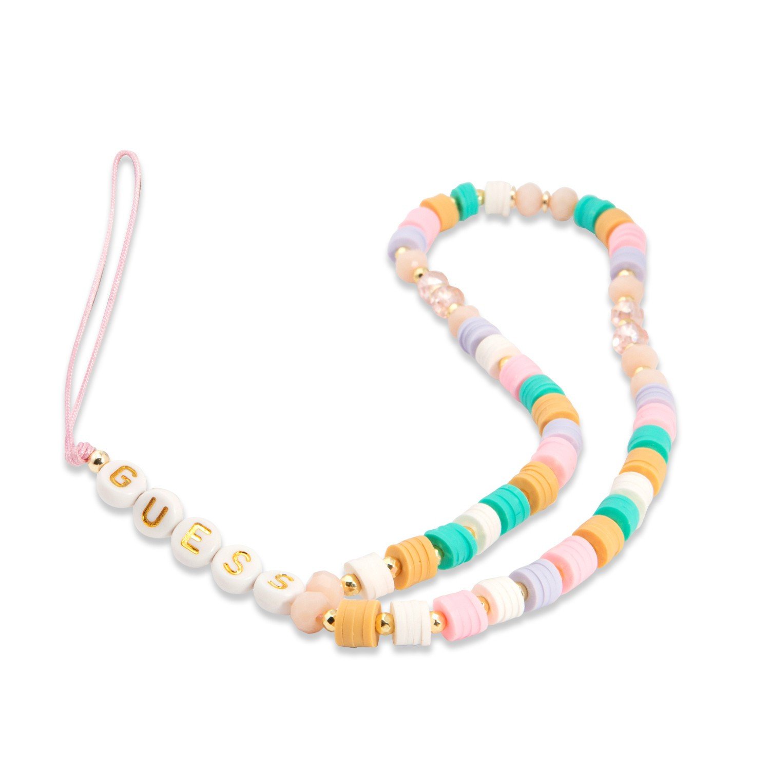 Guess Phone Strap Beads Heishi Flower 25cm - Pink