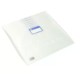 FIS Clear Bag, A4, Clear, Pack of 12 Pieces With Name Card Pocket