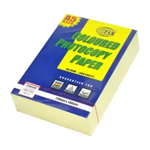 FIS Pastel Color Photocopy Paper, 500 Sheets, 80 gsm, Pastel Cream Color, A5 Size - FSPWA5CRNE