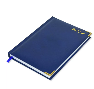 Fis 2024 A5 Diary,Gold Corners,English Vinyl 1Side Padded Blue -FSDI22E24BL