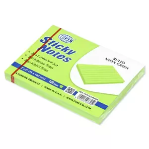 FIS Sticky Note Pad, 3X4 inches, Pack of 12, Ruled Neon Green -FSPO3X4RNGR
