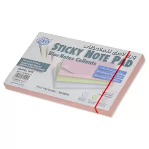 FISSticky Note Pad, 3X5 inches, Pack of 12, Pastel Pink 100 Sheets -FSPO35LPI