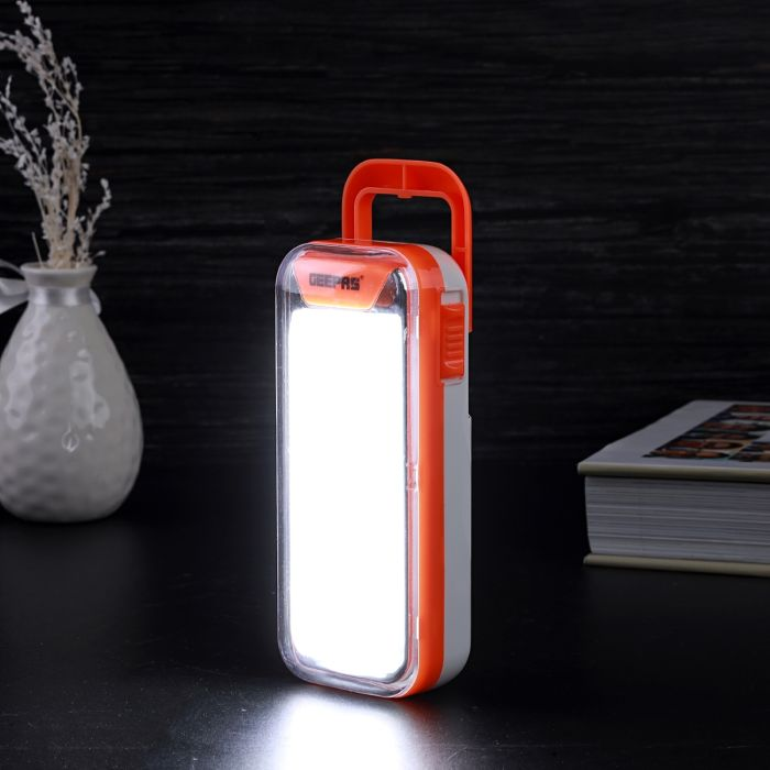 Geepas Rechargeable 4W Emergency Lantern With Light Dimmer Function | 20 Pc LED Tube, 4 Hours Working Time, Portable & Lightweight | Suitable For Power Outages, Hiking And Camping