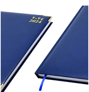 FIS A4 Diary 2024 Arabic/English (Golden Corners) Blue - FSDI42AE24BL