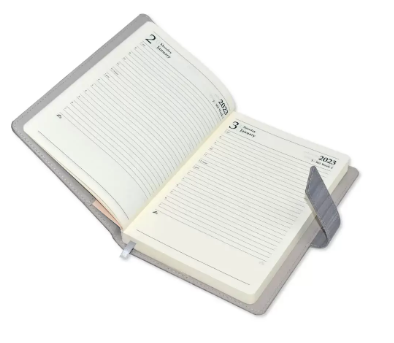 Fis 2023 A5 Diary English Vinyl Hard Sewn Cover Grey -FSDI80E23GY