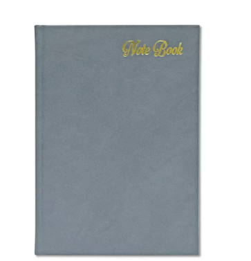 FIS Notebook Bonded Leather, Size A5, Italian Ivory Paper, 70 GSM, 196 Pages, 8 mm Ruled, Hard Cover, Colour Grey - FSNBHCA5IVBLGY