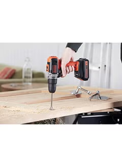 18V Li-Ion Cordless Hammer Drill Kit With 160 Accessories In Kitbox / 2 x 1.5Ah Batteries Black/Orange