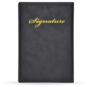 FIS Signature Book, PVC Material Cover, 18 Sheets with Gift Box, Black Color, 230 x 340 mm - FSCL1816