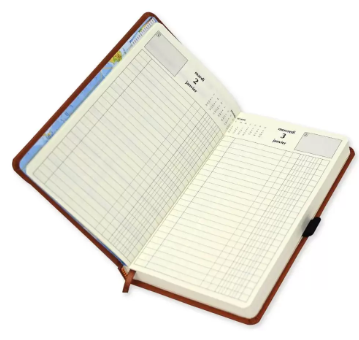 FIS French Diary 2024, PU 1-Side Padded, Round Corner, Brown - FSDI29FRPU24BR