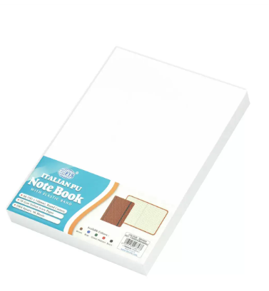 FIS Notebook With Elastic Band Italian PU Cover, Ivory Paper, 5 mm Square, Brown Color, 96 Sheets With Gift Box, A6 Size