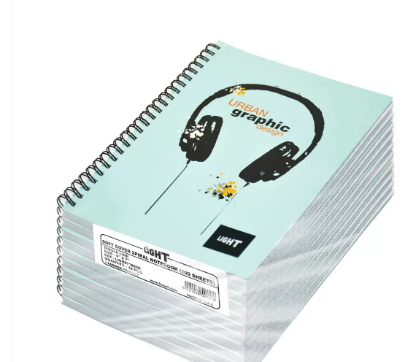 Light LINB971802S Spiral Soft Cover Single Line Notebook (9X7in, Pack of 10 Pcs X 100 Sheets)