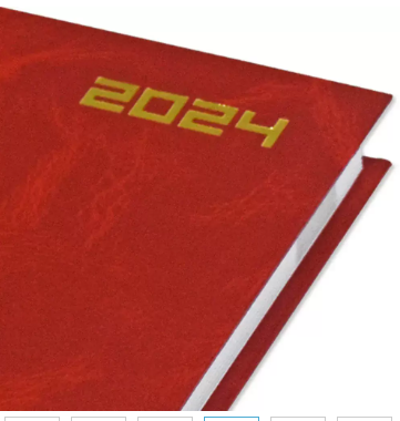 FIS 2024 Agenda Diary English Vinyl Hard Cover, Red - FSDI75EV24RE