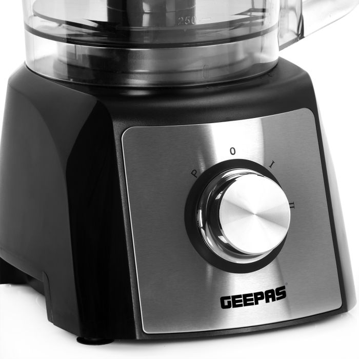 Geepas GMC42015UK 1200W Compact Food Processor | Multifunctional Electric Chopper With Shredder & Grater Attachments | 1.2L Bowl Capacity | Stainless Steel & Dough Blades Included - 2 Years Warranty