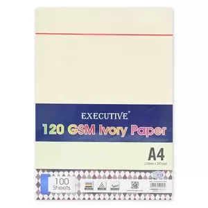FIS "Executive" Ivory Paper, Size A4 (210x297mm), 120 GSM, 100 Sheets, Ivory Color, Suitable for Inkjet, Laser, Copier - FSPAA4FP120IV