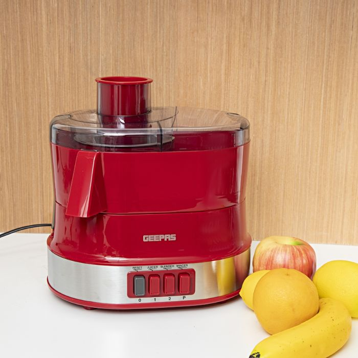 Geepas GSB9990 4-In-1 Food Processor - Electric Blender Juicer, 2-Speed With Pulse Function & Safety Interlock |Juicer, Blender & Coffee Mill Included