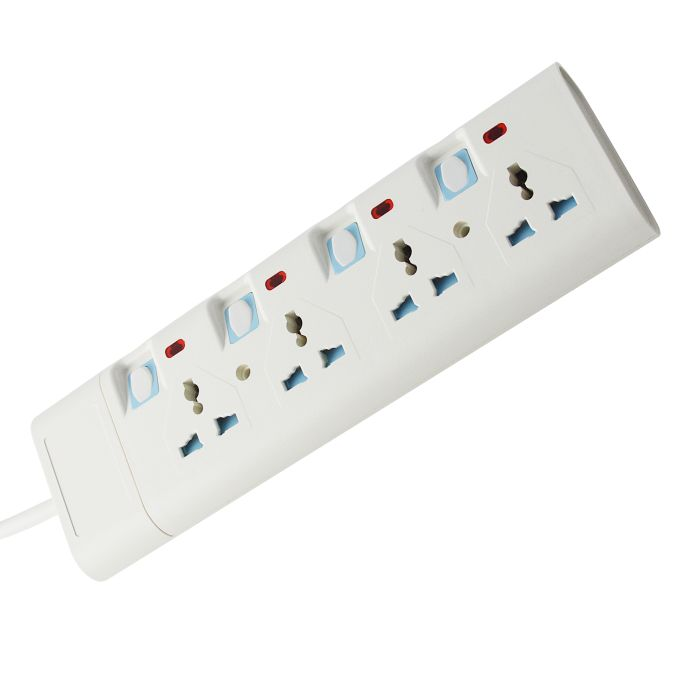 Geepas 4 Way Extension Socket 13A - Extension Lead Strip With 4 Led Indicators & 4 Power Switches | Extra Long 3m Cord With Over Current Protected | Ideal For All Electronic Devices | 2 Years Warranty